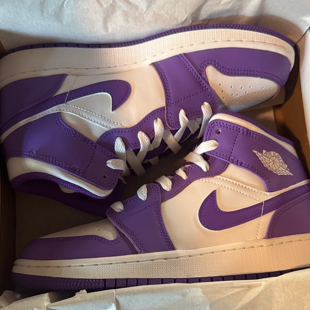Nike White and Purple Jordans